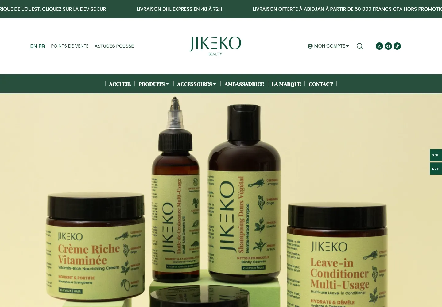 Accueil du site Jikeko Beauty